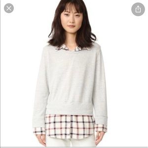 Monrow Double Layer Plaid Grey Sweater